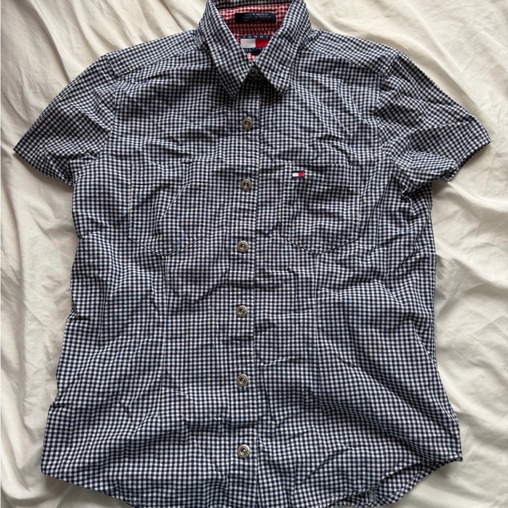 Tommy Hilfiger Men's Blue and White Gingham Shirt 💙🤍